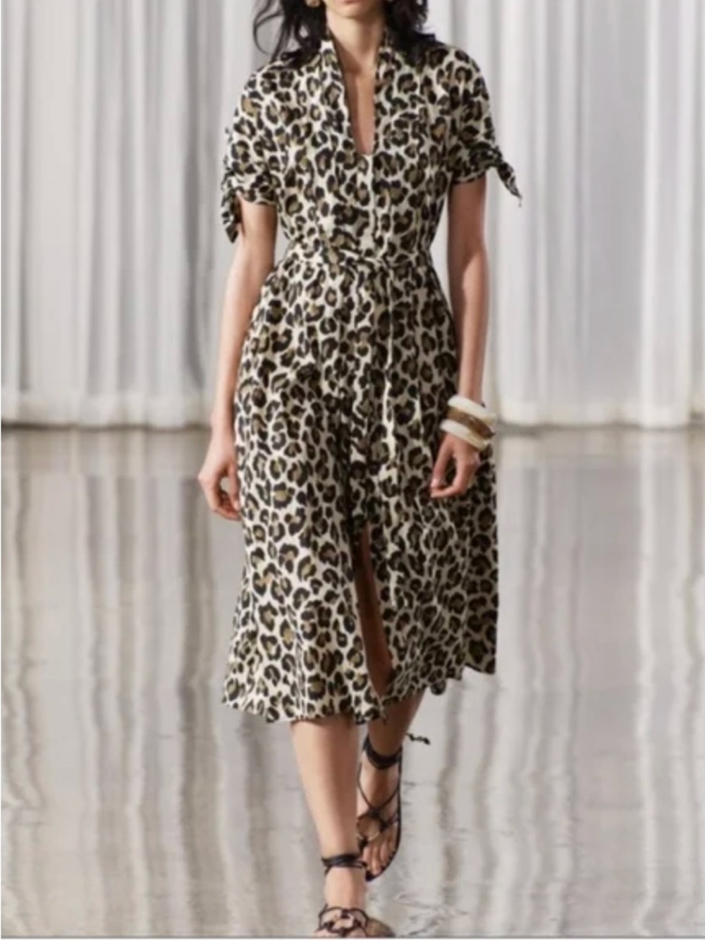 Zara ZW Collection Animal Print Shirt Dress Sz- L